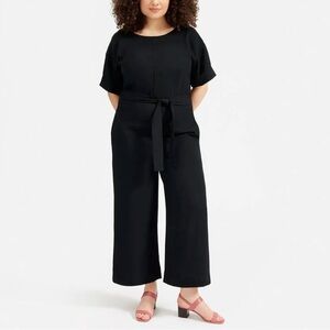 Everlane Japanese GoWeave Short Sleeve Wide Leg Jumpsuit Black Sz 4